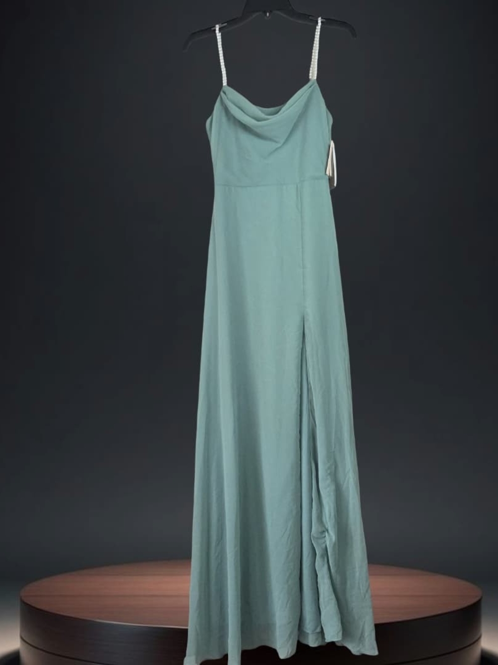 City Studio Teal Cowl Neck Maxi Dress with Beaded Straps‎